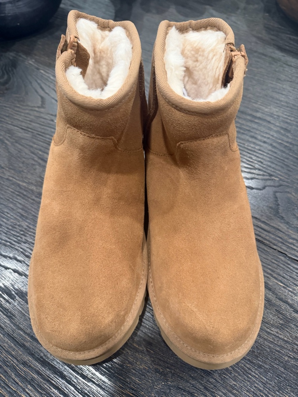 UGG CLASSIC MINI BAILEY ZIP CHESTNUT SUEDE ANKLE WOMEN'S BOOTS SIZE US 6 - Picture 4 of 9